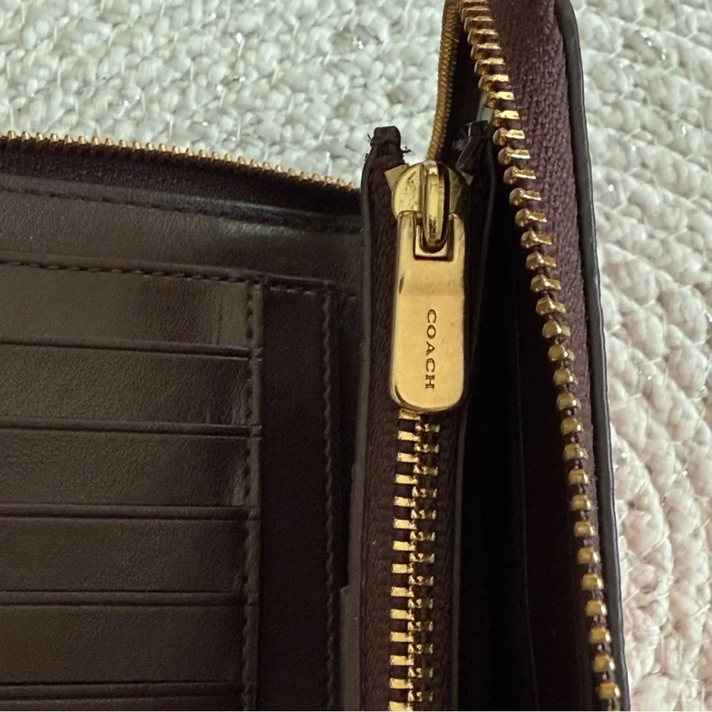Coach Red and Pink Heart Zip Around Wallet Great Condition!